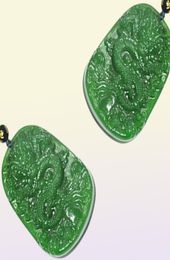 Natuurlijke groene handgesneden draak jade hanger ketting sieraden cadeau edelsteen Whole2911567