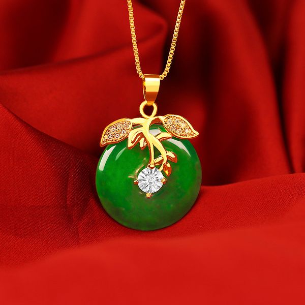 Naturel Vert Hetian Jade Donuts Pendentif 925 Collier En Argent Calcédoine Amulette De Mode Charme Bijoux Cadeaux