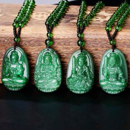 Natuurlijke groene Jade Boeddha hanger kettingen vrouwen amulet Chinese stijl maitreya ketting sieraden veel geluk in feng shui