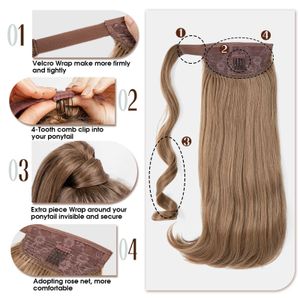 Cheveux naturels High Clip à longue température Femmes Enroulement en soie micro-perruque bouclée fibre synthétique fausse queue de cheval