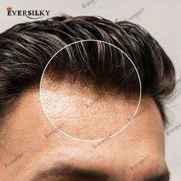 Natuurlijke haarlijn Heren Toupet V-loop 0,06-0,08 mm PU-basis haarvervangingssysteem Steil / golvend haar voor opties blond 240312