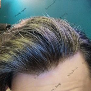 Toupets de ligne de cheveux naturels Durbale pleine peau Pu perruque 100% cheveux humains hommes toupet postiche mince mâle unité de remplacement prothèse capillaire