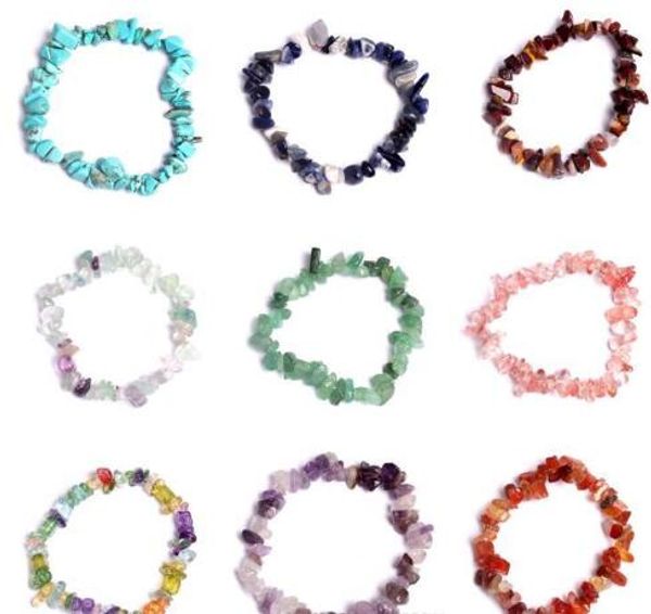 Bracelet de perles en pierre naturelle pour femmes, pépites de perles extensibles, Amazonite, cristal Rose, Quartz, GB1238
