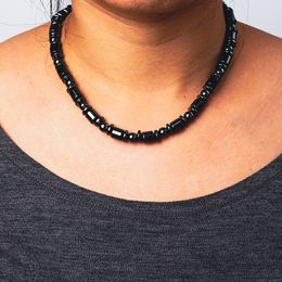 Hématite naturelle cylindre colliers femmes mode pierre biliaire perles rondes brins Reiki guérison saine âme bijoux accessoires