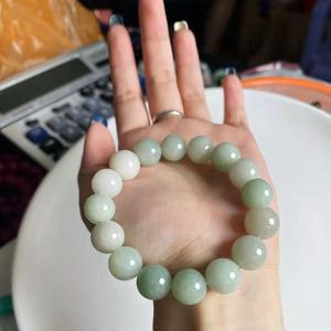 Bracelet en Jade Hotan naturel, cercle unique, perle ronde verte et blanche, bijoux en Jade, vente en gros