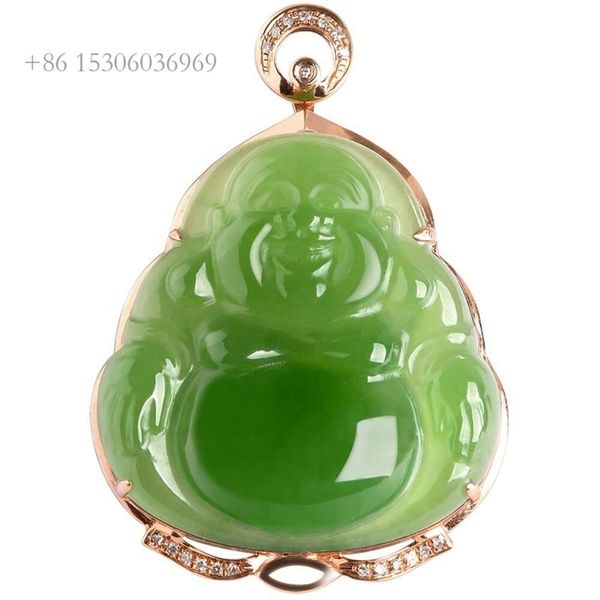 Hotan Hotan Natural Jade Jasper Buddha Accesorios de moda de Insolas de oro Dar Certificado de evaluación D463