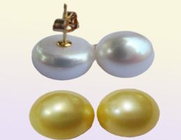 Natuurlijke enorme 1213 mm South Sea Golden Stud Pearl Earring 14KT9819248