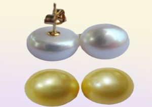 Natuurlijke enorme 1213 mm South Sea Golden Stud Pearl Earring 14KT7664288