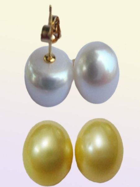 Natural enorme 1213 mm South Sow Golden Stud Pearl Pearring 14kt9596932
