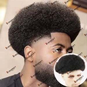 Cheveux humains naturels 0.06mm peau Base Afro hommes remplacement de cheveux toupet Durable PU 4mm hommes perruque pour hommes noirs prothèse capillaire