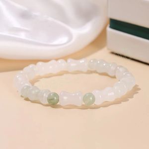 Pulseras de cuentas con forma de articulación de bambú para mujer, Jade verde hielo Natural, Reiki de la suerte, curación, joyería de Yoga hecha a mano, regalo de muñeca