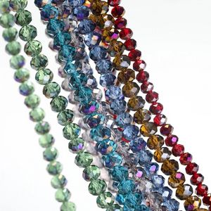 1 brin de perles rondes en verre à facettes avec demi-revêtement violet ombre, perles de cristal pour la fabrication de bijoux, perles de bricolage pour bracelet, bijoux à la mode, perles de verre violettes