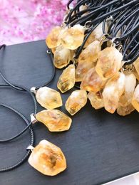 Natuurlijke onregelmatige ruwe rauwe gele stenen kettingen genezende kristal edelsteen hanger ketting vrouwen sieraden