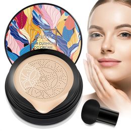 Crema CC con cojín de aire de Color Natural/Marfil + crema correctora líquida con forma de cabeza de seta, crema BB con aislamiento de maquillaje duradero