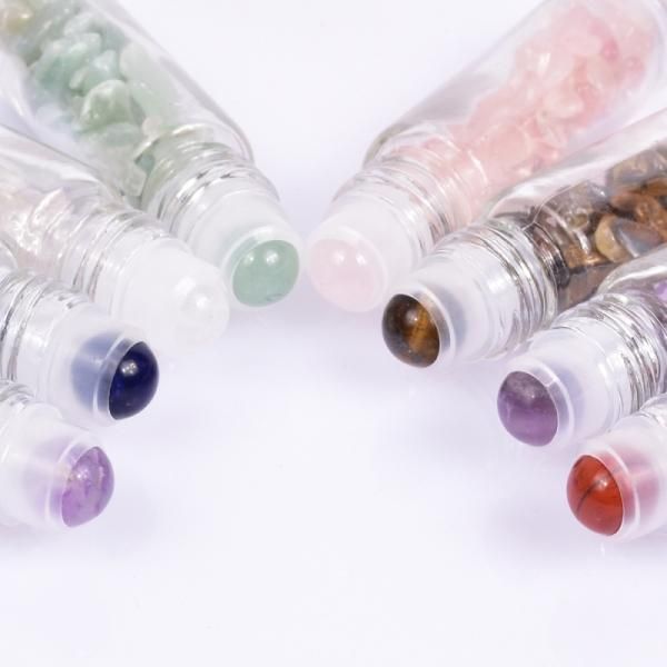 Distributeur de parfum de bouteille de roller d'art de jade naturel verre transparent 10 ml gzp