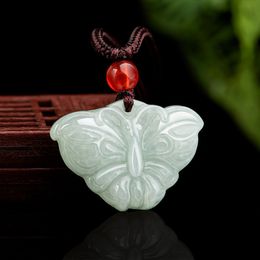 Pendentif papillon en Jade naturel, collier en jadéite sculpté à la main, bijoux exquis à la mode, cadeaux