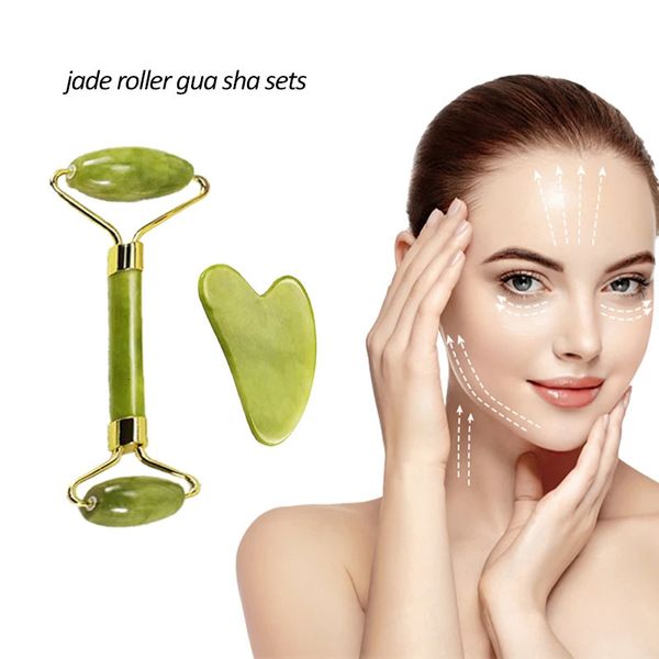 Roller de cara de jade natural Gua Sha Set de cuidado de la piel Masabraque de ojos Massor Muscle Relajante Relieve las arrugas Facial Beauty Herramientas 240402