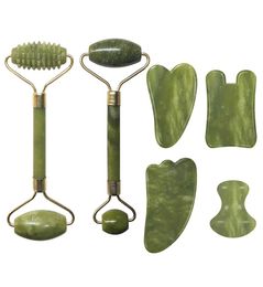 Natural Jade Roller Face Massager Real Stone Gouache Facial Massager Facial Massager Jade Roller Guasha Massage Board Drop 9861412