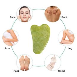 Masseur à rouleaux de jade naturel pour le visage du corps Back Foot Massage Massage Rouleau Fasing Lifting Anti-Wrinkes Double-end Gua Sha Jade Stone