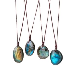 Natuurlijk labradoriet blauw maanlicht stenen water drop raw gepolijste stenen hanger ketting voor vrouwen feestjuwelencadeau