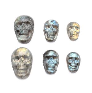 Labradorite Natural Stone Scarved Skull Pendant Cabochon DIY Anneau pour les fournitures de fabrication de bijoux4758419