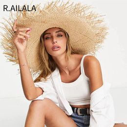 Natural Lafite Mens Womens Sun Chaps à bords larges pliants pliants UV Paille Holiday Wedding Fashion Suncreen Beach Hat 240426