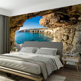 Fond d'écran 3D de la grotte en pierre naturelle naturelle pour chambre murale murale décorative Papier mural personnalisé n'importe quelle taille peinture de salon mural panoramique