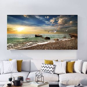 Póster de paisaje Natural, cielo, mar, amanecer, pintura impresa en lienzo, decoración de pared para el hogar, imágenes artísticas para sala de estar