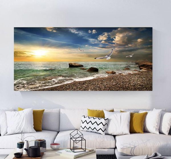 Póster de paisaje natural Sky Sea Sunrise Pintura impresa en lienzo Decoración del hogar Fotos de arte de pared para sala de estar1074245