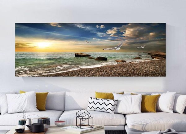 Póster de paisaje Natural cielo mar amanecer pintura impresa en lienzo decoración de pared del hogar imágenes artísticas para sala de estar 1955080