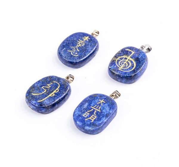 Lapis naturel lazuli Collier de pierre de guérison maître maître chakra quatre éléments reiki symbole hommes femmes pendentif amulet pendulum 1081713