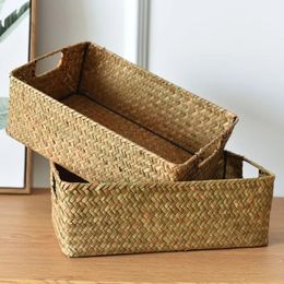 Panier d'herbe marine tissée naturelle en osier de paille pour table de table de pain à la maison Paigne de pain petit conteneur de rangement de cuisine 240409