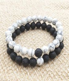 Bracelet Chakra en perles de lave naturelle, 2 couleurs, énergie de guérison, pierre de méditation, bracelet Mala, diffuseur d'huile essentielle, Jewe8903689