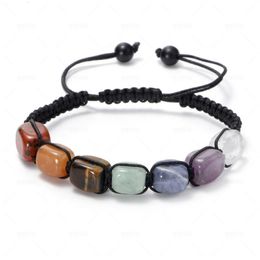 Perles de pierre de lave naturelle Balance de guérison Balan bracelet 7 Chakra Tiger Eye Bracelets Tibetan Bouddha Prière pour les femmes 240423