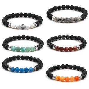 Pulsera de piedra de lava natural, brazalete, difusor de aceite esencial, joyería, cuentas de Yoga, pulseras de cuentas de roca volcánica para hombres y mujeres