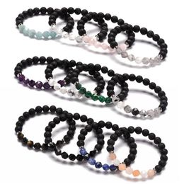 Hebras de piedra de Lava Natural con cuentas, pulseras con dijes curativos energéticos para mujeres, hombres, amantes, joyería hecha a mano para fiesta, Club y Yoga