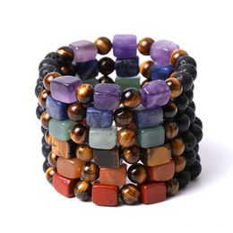 Natuurlijke Lava Stone Strands Energy Bead Healing Charm Armbanden voor Dames Mannen Paar Handgemaakte Party Club Yoga Sieraden