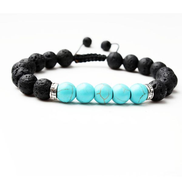 Pierre de lave naturelle tissage Turquoise oeil de tigre perle Bracelet bricolage volcan huile essentielle diffuseur Bracelet pour femmes hommes bijoux