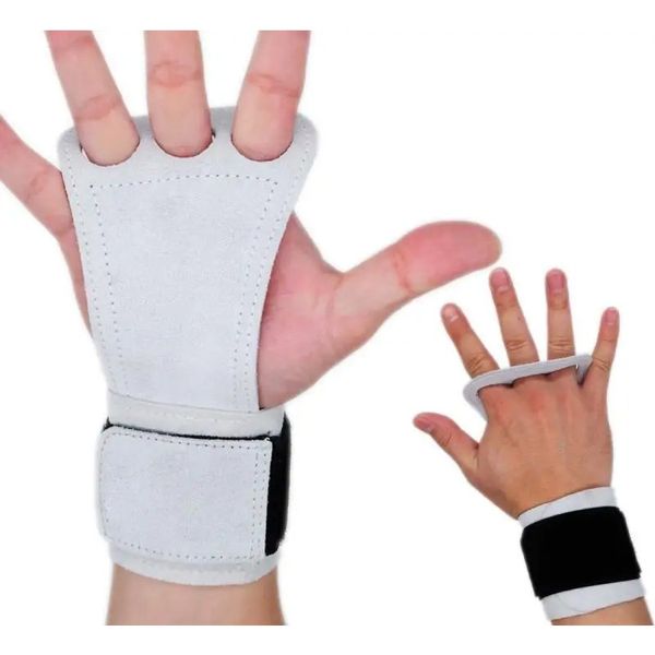 Grip à main en cuir naturel Dames Men's Palm Protector pour des gants de gymnase Pull up avec bracelet de poignet