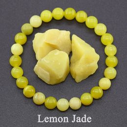 Bracelets de jade de jade naturel Bracelet des perles de pierre jaune pour hommes femmes gemmes gemmes bijoux élastiques cadeau 240423