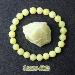 Bracelet de jades au citron naturel Bracelets en pierre jaune Bracelets pour hommes Femmes GEM GEM BANGE ELASTIQUE BIELLIR AMVANTS DES CADELS 240423