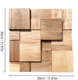 Azulejo de mosaico de madera de nogal claro natural, paneles de pared 3D, pared artística de mosaico de madera para el hogar, decoración de pared de oficina