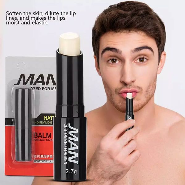 Bálsamo labial natural para hombres Miel Hidrata Chapstick Hidratante Hidratación Aclara Líneas de labios Anti-seco Cuidado de labios Maquillaje