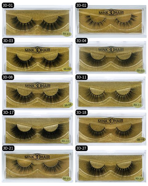 Cils de cheveux 3D longs naturels en vison véritable de qualité supérieure, faux cils doux et vifs, 25 modèles disponibles, extensions de cils gratuites DHL