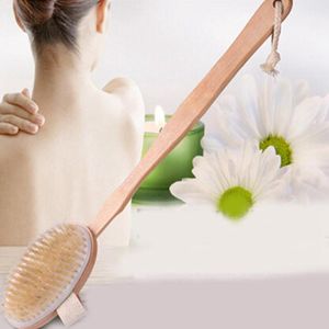 Naturel Long manche en bois doux poils corps brosse masseur bain douche dos Spa épurateur bain Massage brosse outils