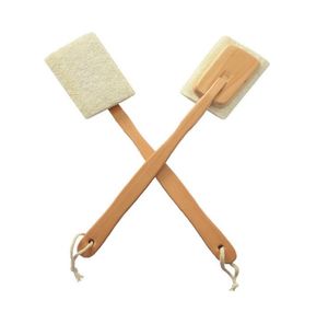 Natural Loofah Brush Bath Shower Brush Exfoliating Shower Body Scrubber Body with Long Wooden Handle Spa Massager SN921