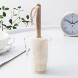 Naturel Loofah Coupe Brosse Tasse D'eau Tasse À Thé Loofah Brosses Manche En Bois Bouteille De Lait Brosse De Nettoyage Réutilisable Cuisine Outil Propre BH8491 FFJ