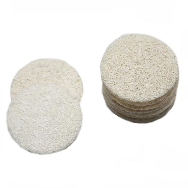 Spazzole da bagno Cuscinetti per il viso in luffa naturale Disco per luffa Trucco Rimuovi cuscinetto esfoliante per il viso Luffa Loofa di piccole dimensioni