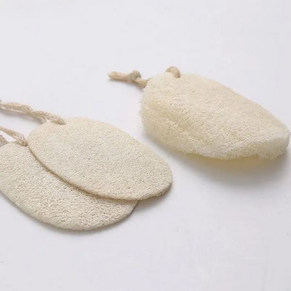 Almohadillas exfoliantes corporales de ducha de baño de esponja de lufa natural con cuerda de algodón colgante para el hogar FY4556 bb0227