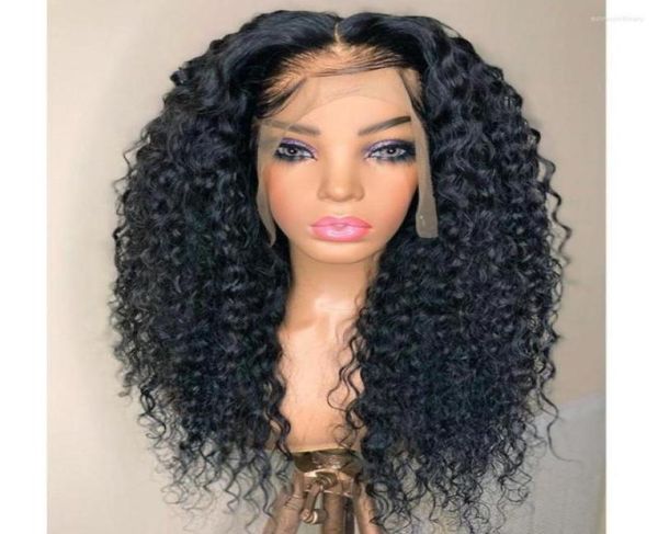 Perruque Lace Front Wig synthétique bouclée et crépue de 26 pouces, aspect naturel, densité 180, cheveux de bébé, sans colle, pre-plucked, quotidien, pour femmes701735948